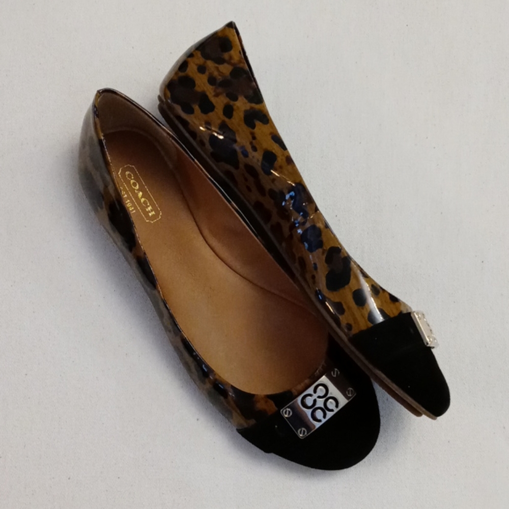 Coach Patent Leopard Print Flats